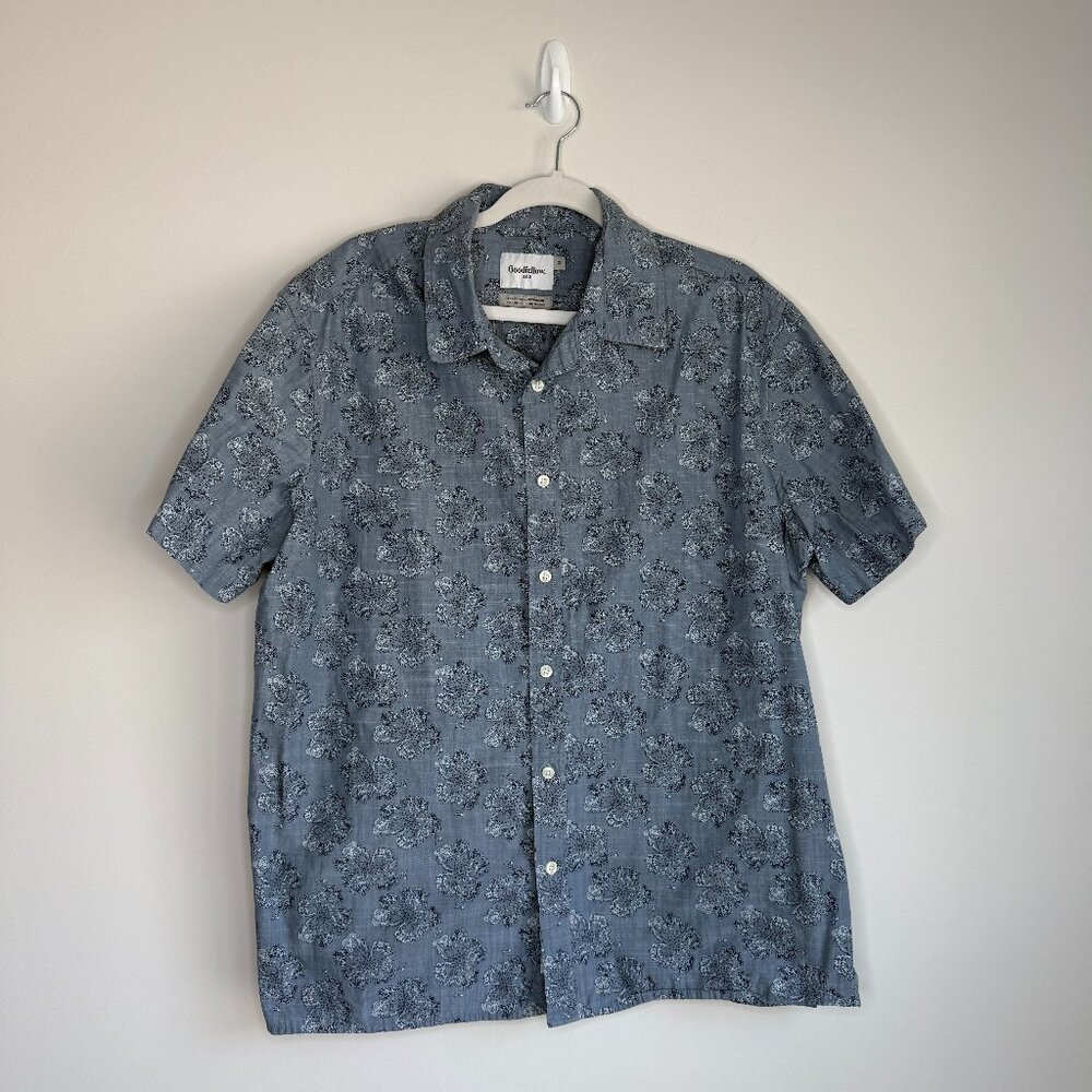 Goodfellow x Northrop Blue Floral Short Sleeve Button Down Shirt